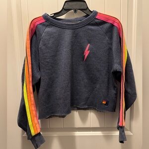 Aviator Nation Women’s Charcoal Sweatshirt with Neon Stripes